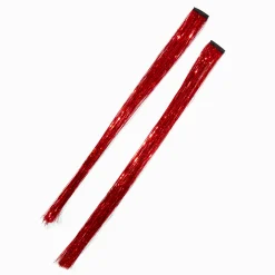 Claire's Perruques Et Extensions-Extensions de cheveux synthétiques sur barrettes avec mèches métalliques rouges - Lot de 2