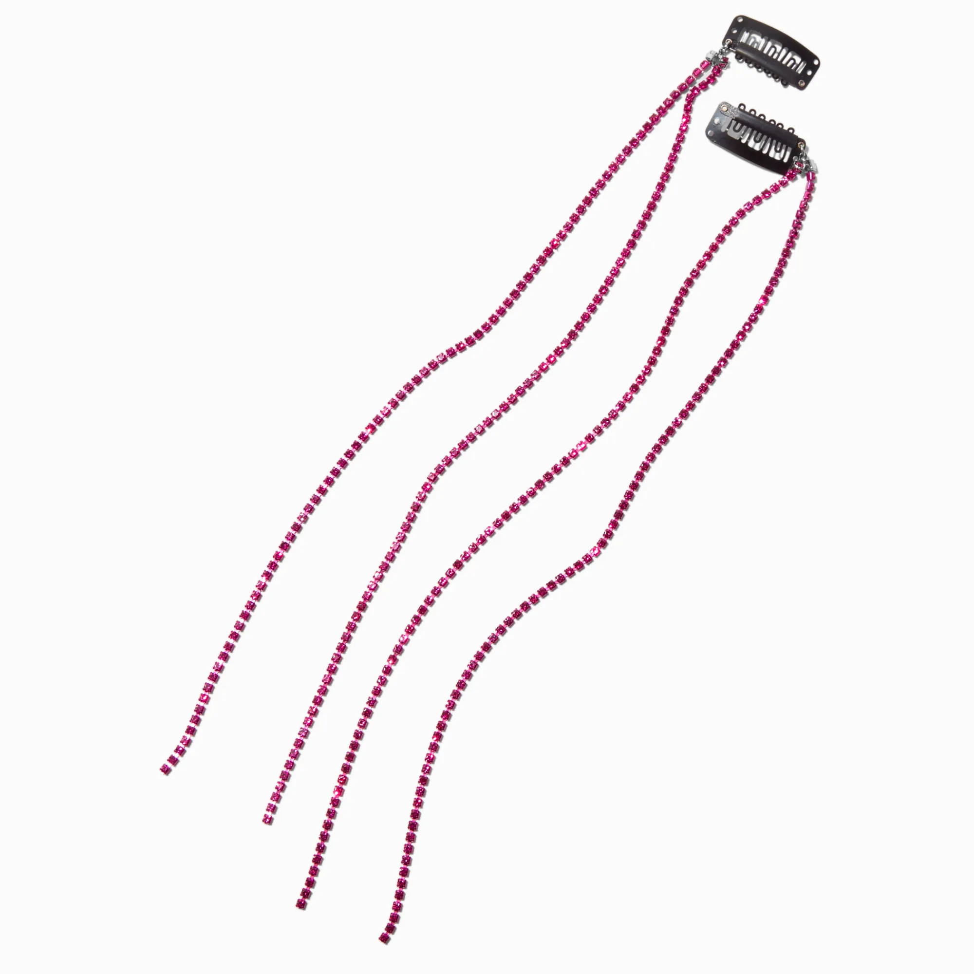 Claire's Perruques Et Extensions-Extensions de cheveux synthétiques à clip avec strass roses - Lot de 2