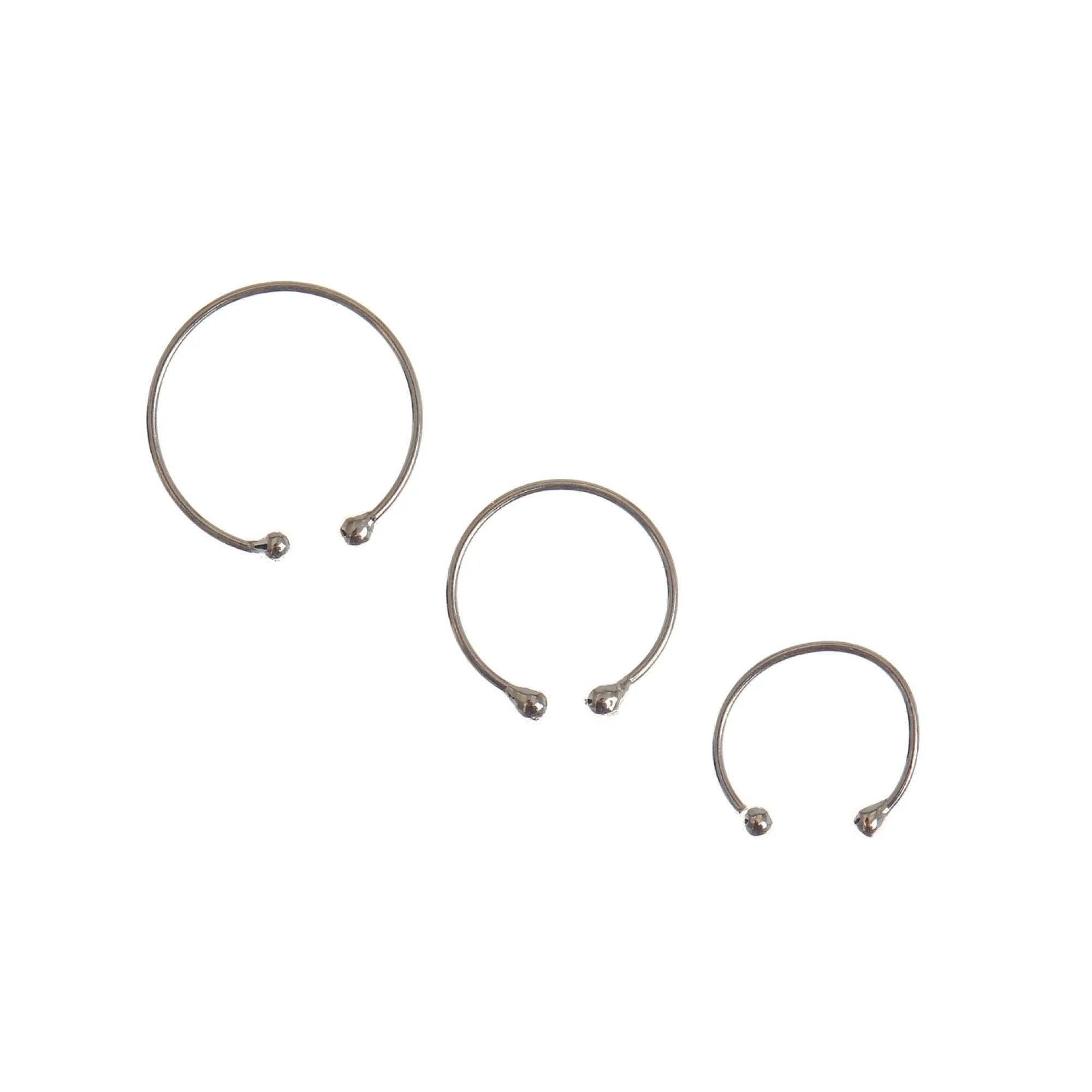 Claire's Bijoux De Piercing-Faux anneaux de différentes tailles couleur argentée - Lot de 3