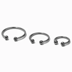Claire's Bijoux De Piercing-Faux anneaux de nez aux designs variés couleur argentée - Lot de 3