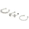Claire's Clips Et Autocollants|Bijoux De Piercing-Faux anneaux pour cartilage perles d'imitation et strass couleur argentée - Lot de 3