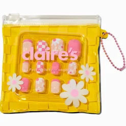 Claire's Ongles-Faux ongles autocollants jaunes à carreaux
