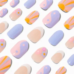 Claire's Ongles-Faux ongles autocollants vegan stiletto icônes coucher de soleil - Lot de 24