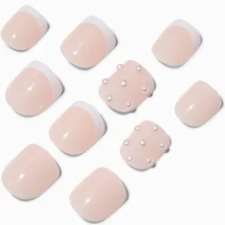 Claire's Ongles-Faux ongles vegan autocollants perle d'imitation Claire's Club - Lot de 10