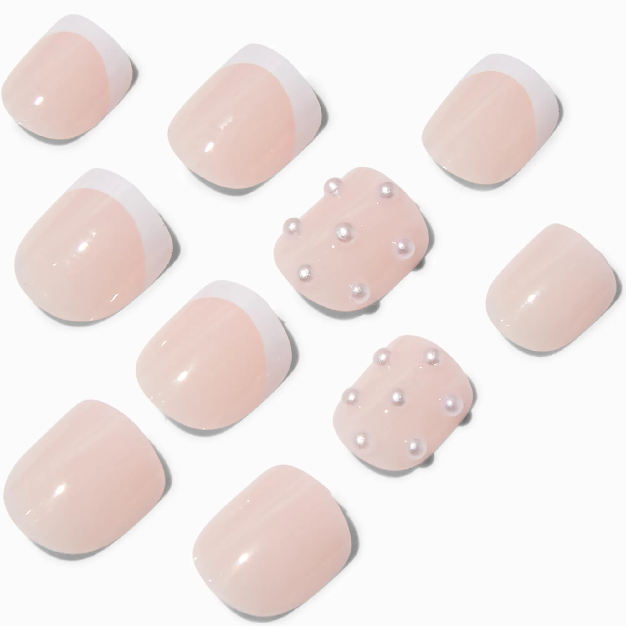Claire's Ongles-Faux ongles vegan autocollants perle d'imitation Claire's Club - Lot de 10