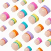 Claire's Ongles-Faux ongles vegan autocollants carrés style French manucure arc-en-ciel - Lot de 24