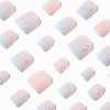 Claire's Ongles-Faux ongles vegan autocollants carrés à paillettes avec dégradé bleu - Lot de 24