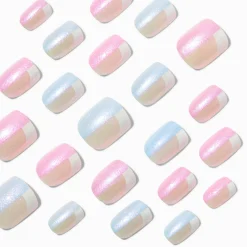 Claire's Ongles-Faux ongles vegan carrés color block holographiques - Lot de 24