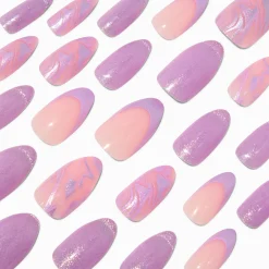 Claire's Ongles-Faux ongles vegan stiletto œil de chat violet - Lot de 24