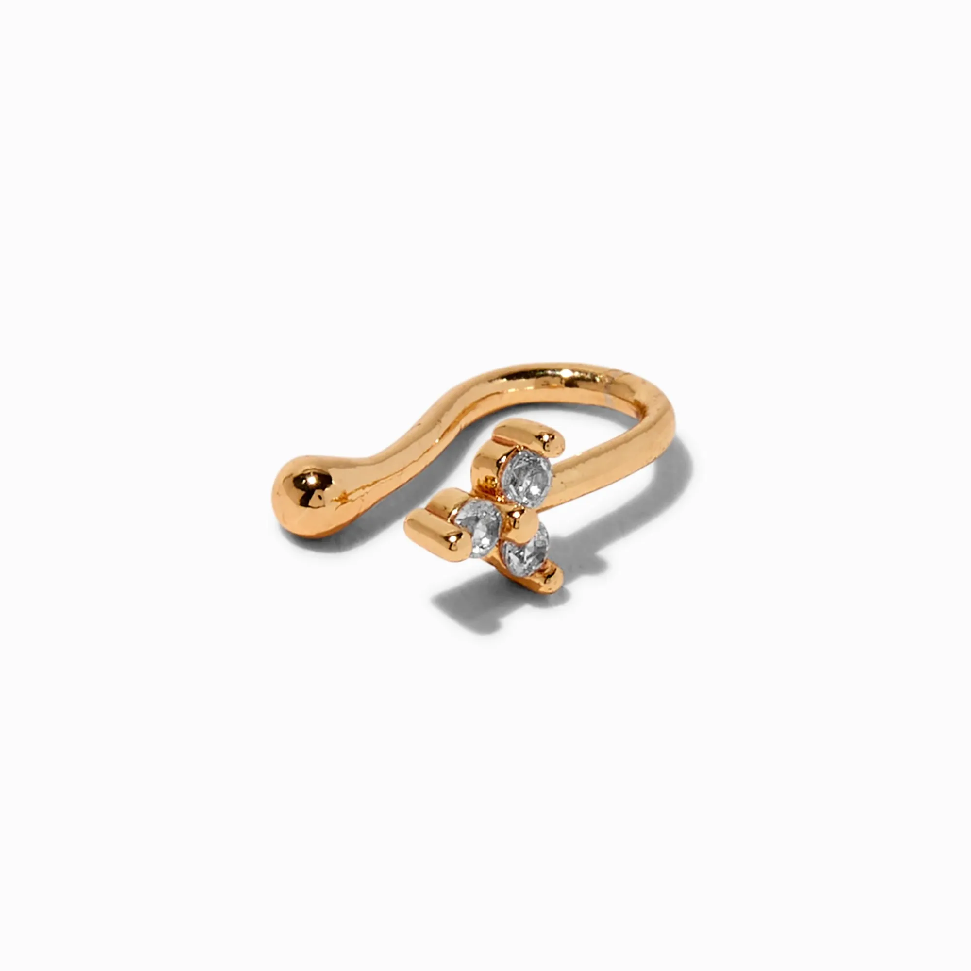 Claire's Clous D'oreilles|Bijoux Premium-Faux piercing de nez avec trinité de zircons cubiques délicats couleur dorée