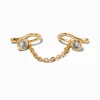 Claire's Clous D'oreilles|Bijoux De Piercing-Faux piercing pour le nez en zircon cubique chaîne couleur dorée