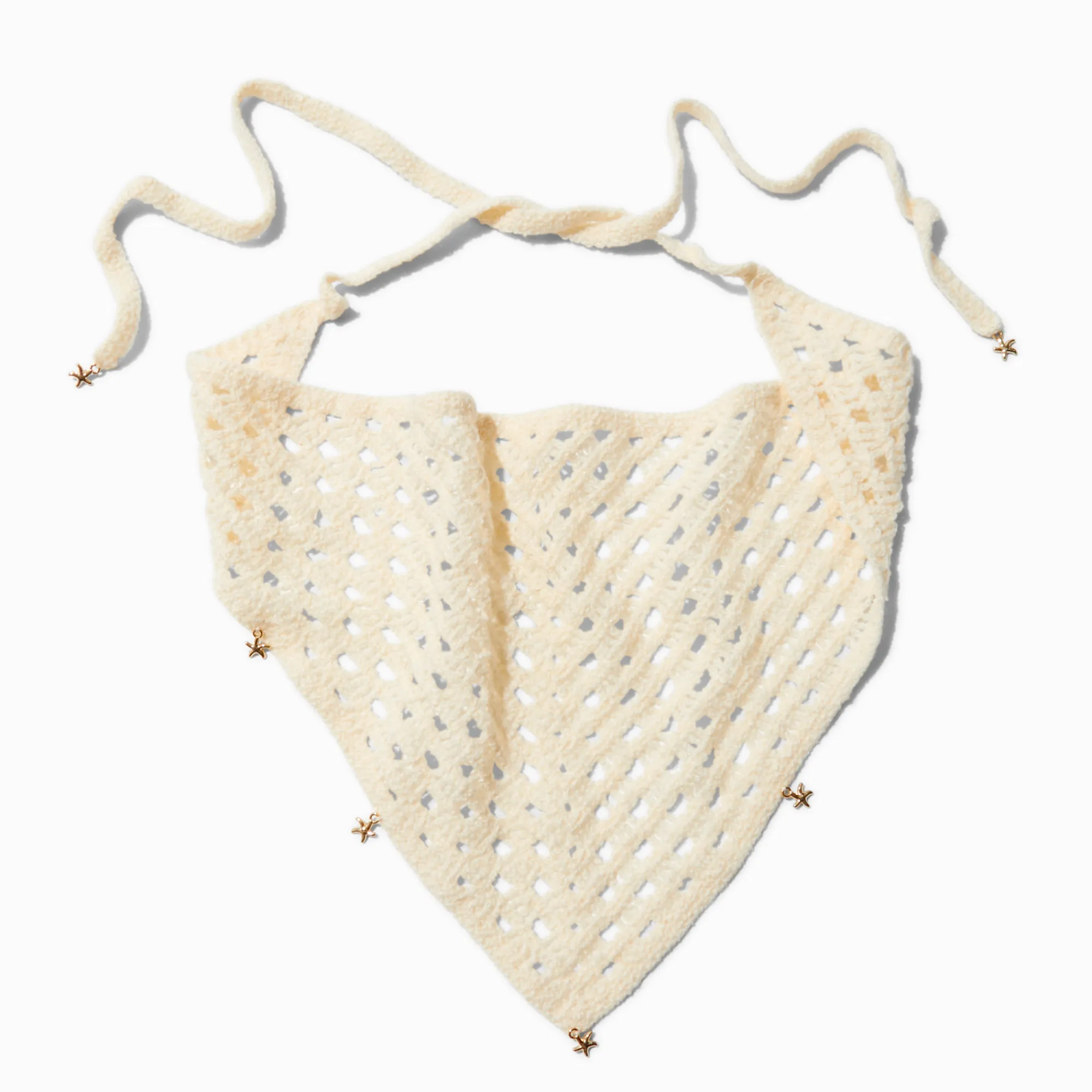 Claire's Bandeaux Et Serre-têtes-Foulard crochet crème breloques étoile de mer couleur dorée