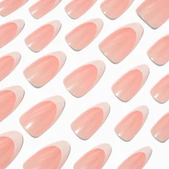 Claire's Ongles-French Tip Glazed Long Almond Vegan Faux Nail Set - 24 Pack