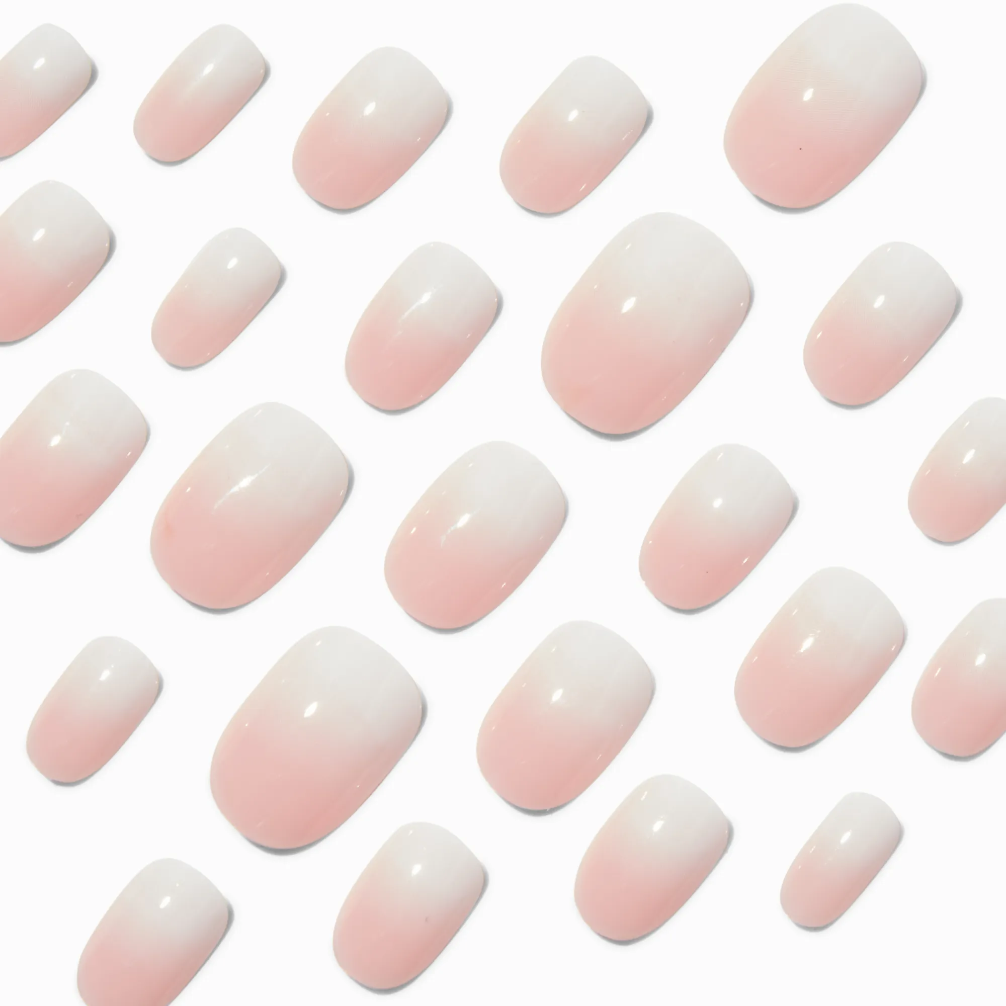 Claire's Ongles-French Tip Ombré Medium Oval Vegan Faux Nail Set - 24 Pack