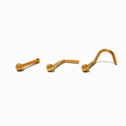 Claire's Bijoux De Piercing-20G Gold-tone Titanium Ball Nose Studs - 3 Pack
