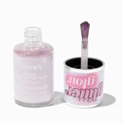Claire's Ongles-Glitter Glow Vegan Glow in The Dark Nail Polish - Lilac