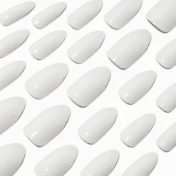 Claire's Ongles-Glossy White Stiletto Vegan Faux Nail Set - 24 Pack