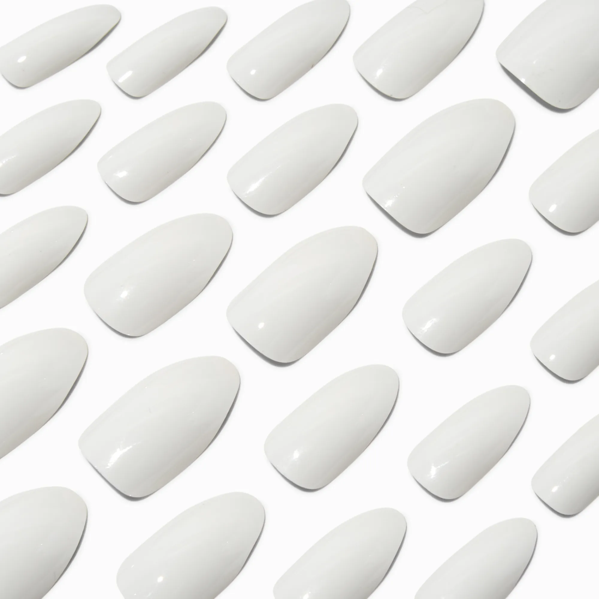 Claire's Ongles-Glossy White Stiletto Vegan Faux Nail Set - 24 Pack