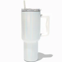 Claire's Gourdes Et Tasses-Gobelet à anse en acier inoxydable holographique blanc