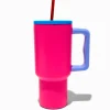 Claire's Gourdes Et Tasses-Gobelet à anse en acier inoxydable style color block rose