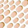 Claire's Ongles-Gold Glitter French Tip Medium Oval Vegan Faux Nail Set - 24 Pack