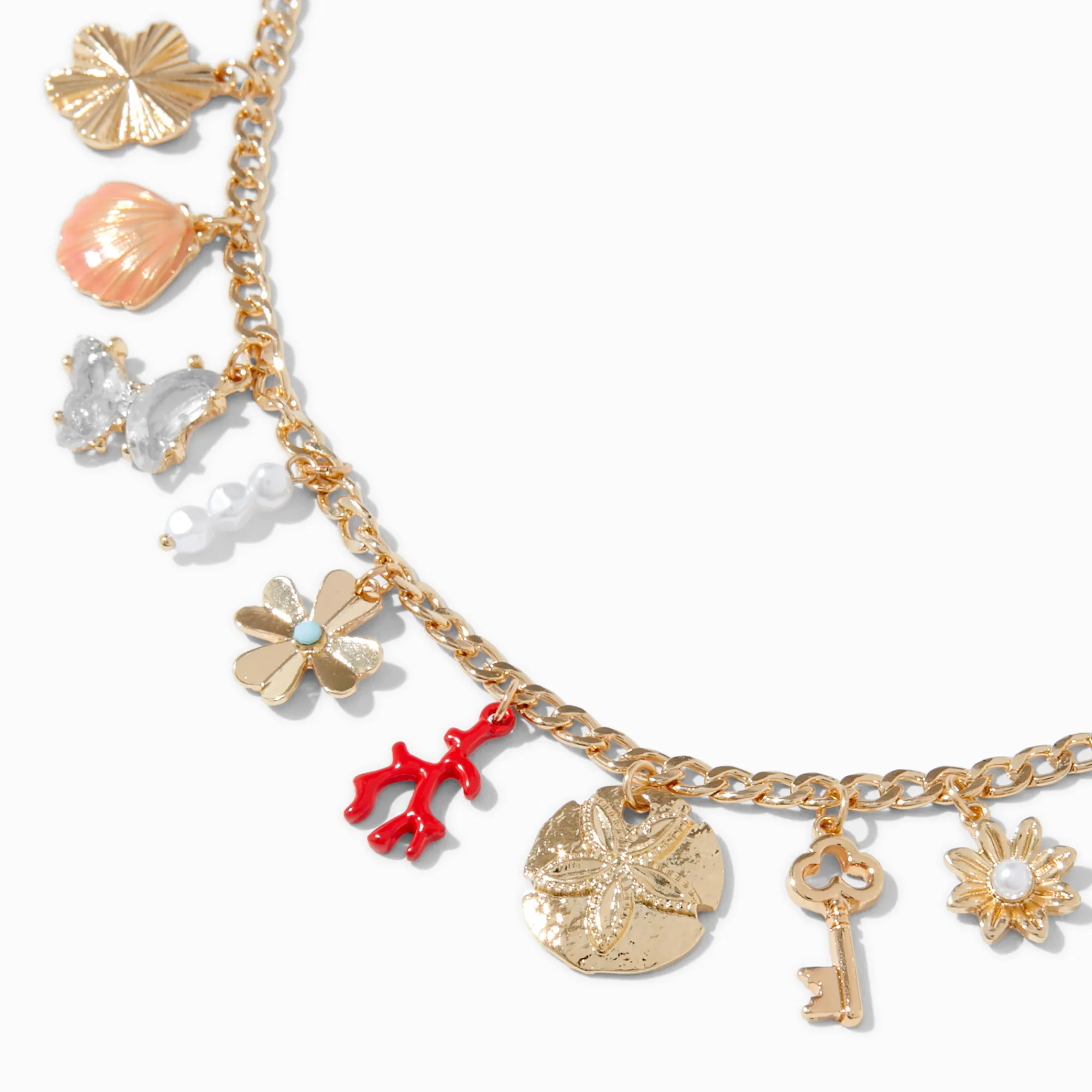 Claire's Colliers-Gold-tone Beach Statement Charm Necklace