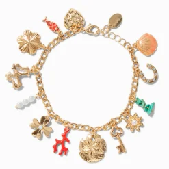 Claire's Bracelets-Gold-tone Beach Statement Charm Bracelet