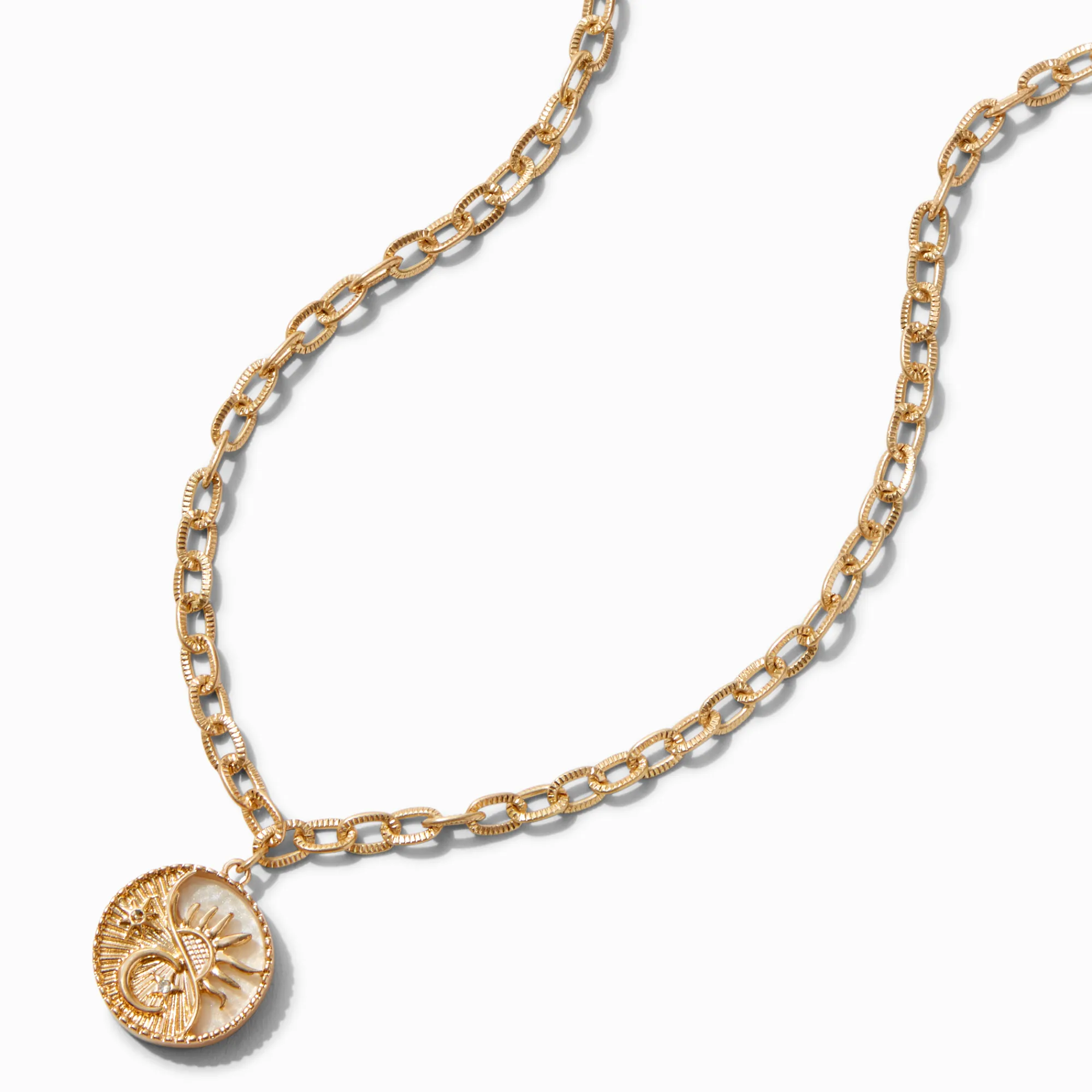 Claire's Colliers-Gold-tone Chain Sun & Moon Pendant Necklace