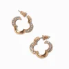 Claire's Anneaux-Gold-tone Crystal Pavé Clover Hoop Earrings