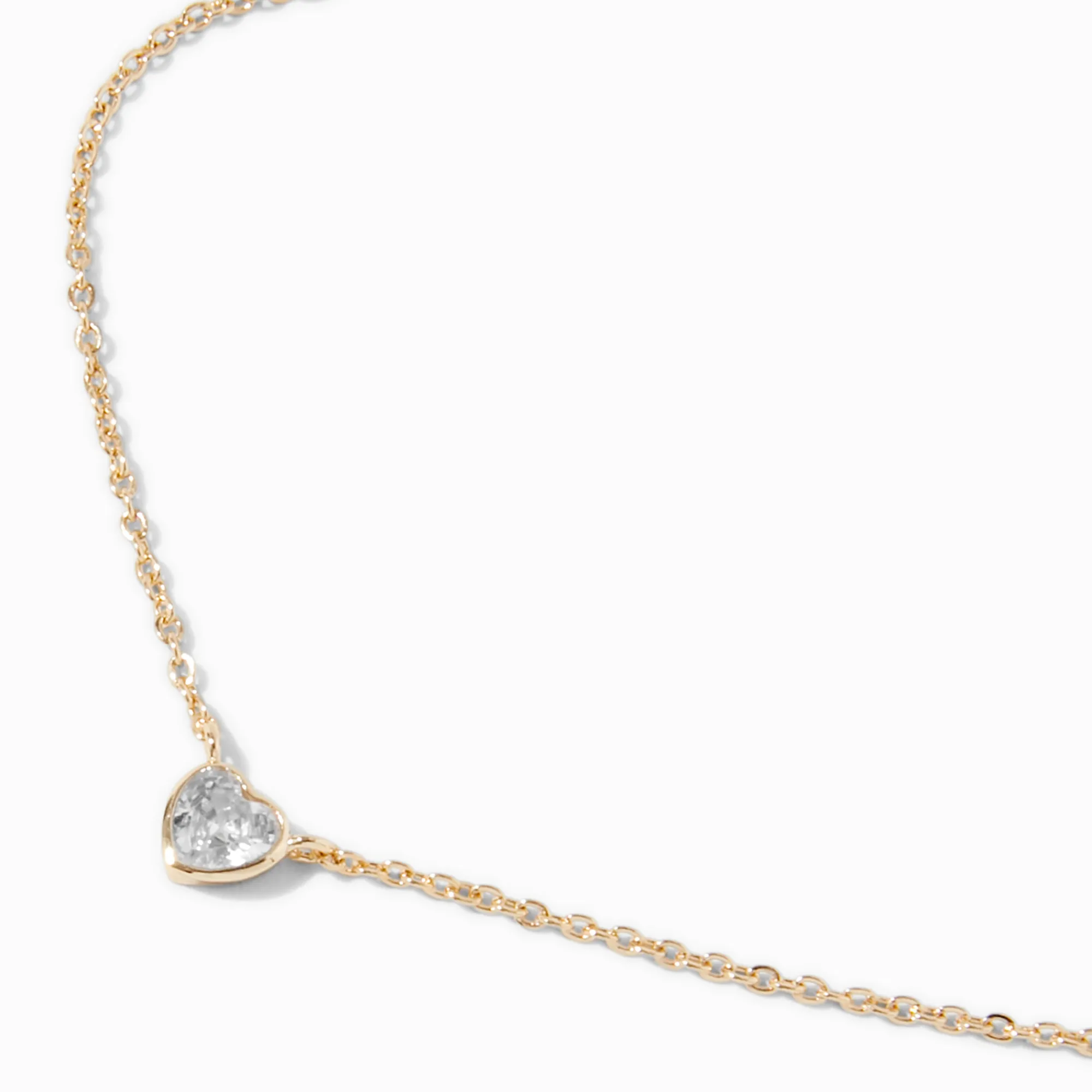 Claire's Colliers-Gold-tone Cubic Zirconia Heart Pendant Necklace