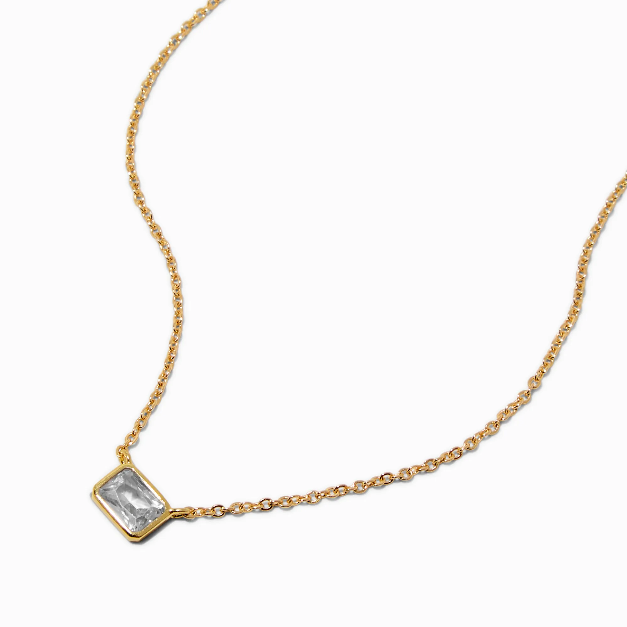 Claire's Colliers-Gold-tone Cubic Zirconia Rectangular Pendant Necklace