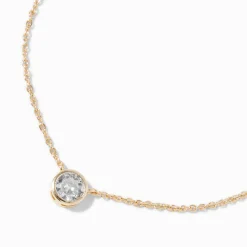 Claire's Colliers-Gold-tone Cubic Zirconia Round Pendant Necklace