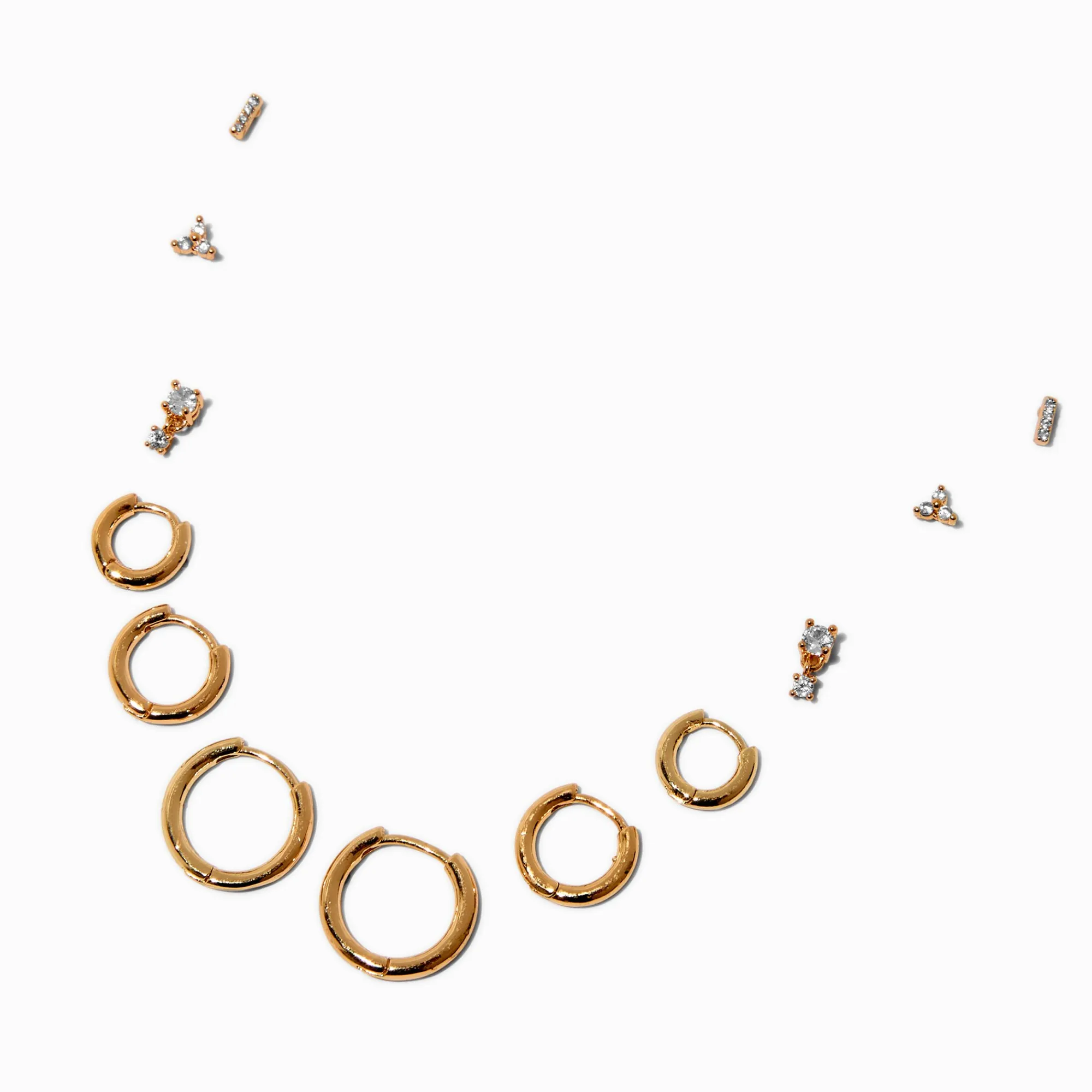 Claire's Anneaux|Clous D'oreilles-Gold-tone Cubic Zirconia Stud & Clicker Hoop Earring Stackables Set - 6 Pack