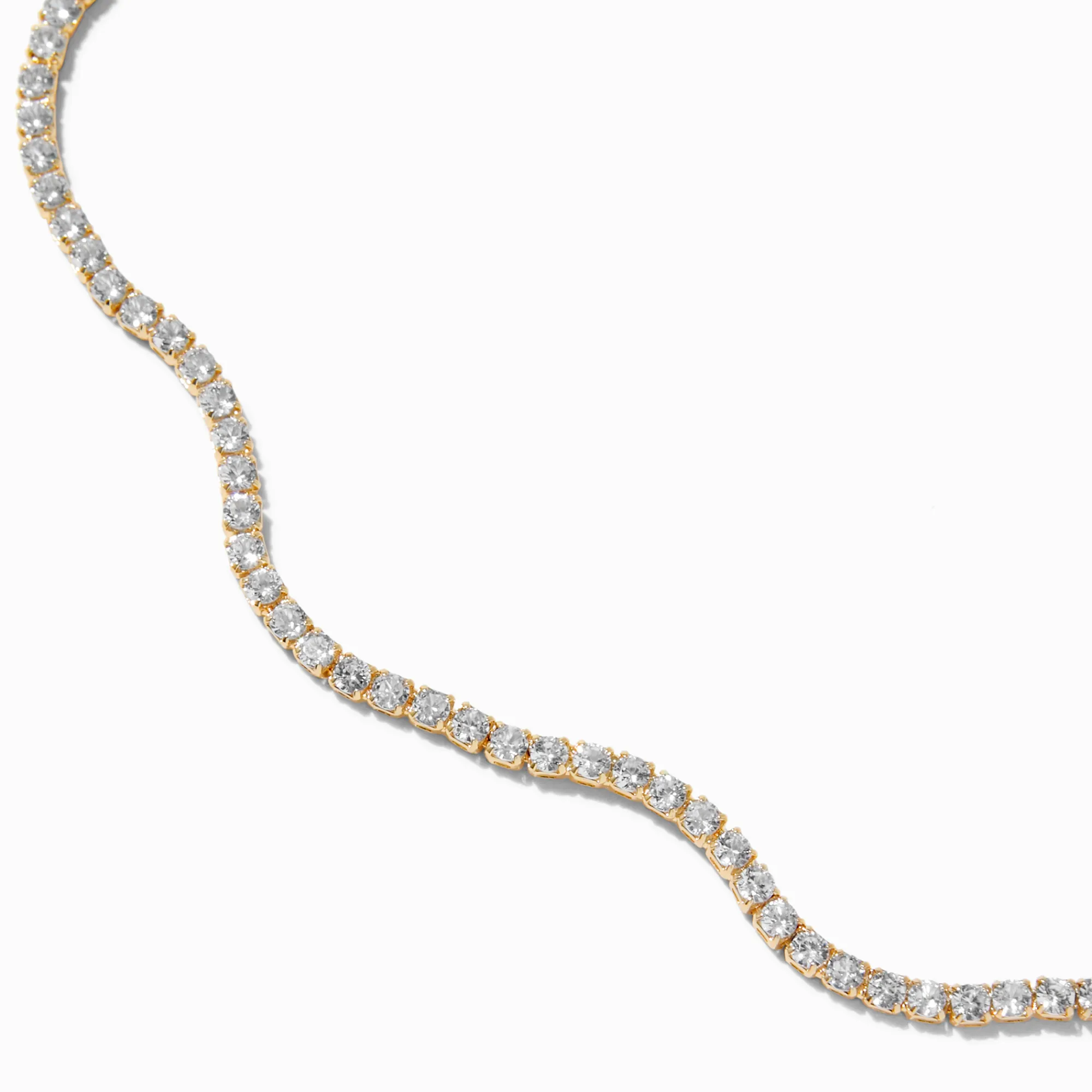 Claire's Colliers-Gold-tone Cubic Zirconia Wiggle Tennis Choker Necklace
