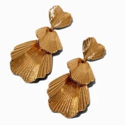 Claire's Pendantes-Gold-tone Flower Petal Drop Earrings
