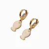 Claire's Anneaux-Gold-tone Iridescent Fish Clicker Hoop Earrings