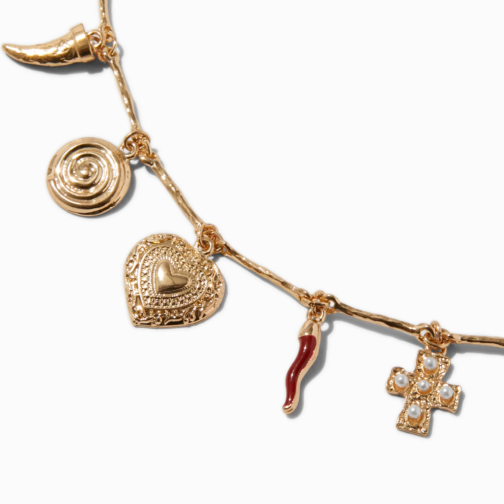 Claire's Colliers-Gold-tone Mixed Charm Choker Necklace