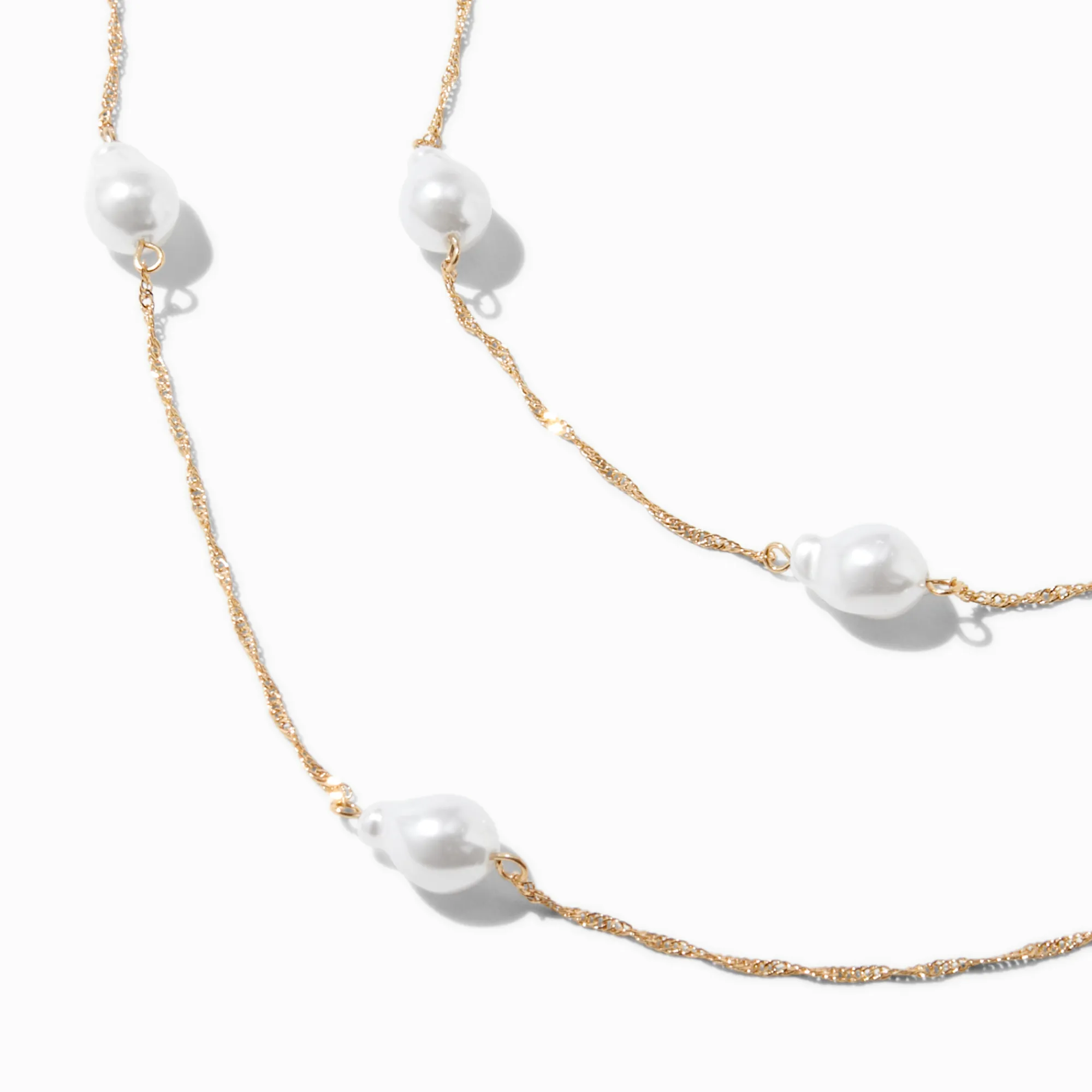 Claire's Colliers-Gold-tone Pearl Multi-Strand Necklace