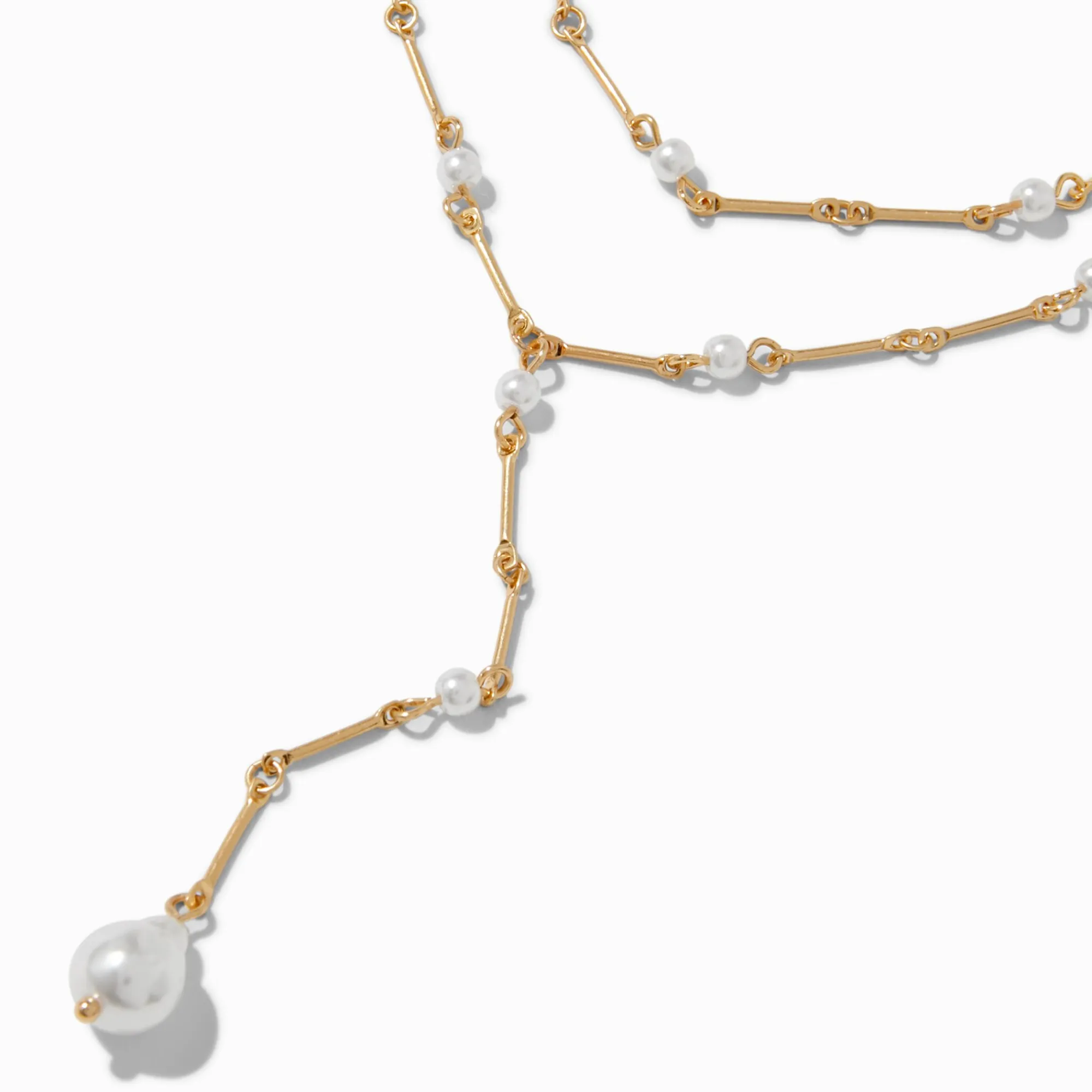 Claire's Colliers-Gold-tone Pearl Y-Neck Multi-Strand Necklace