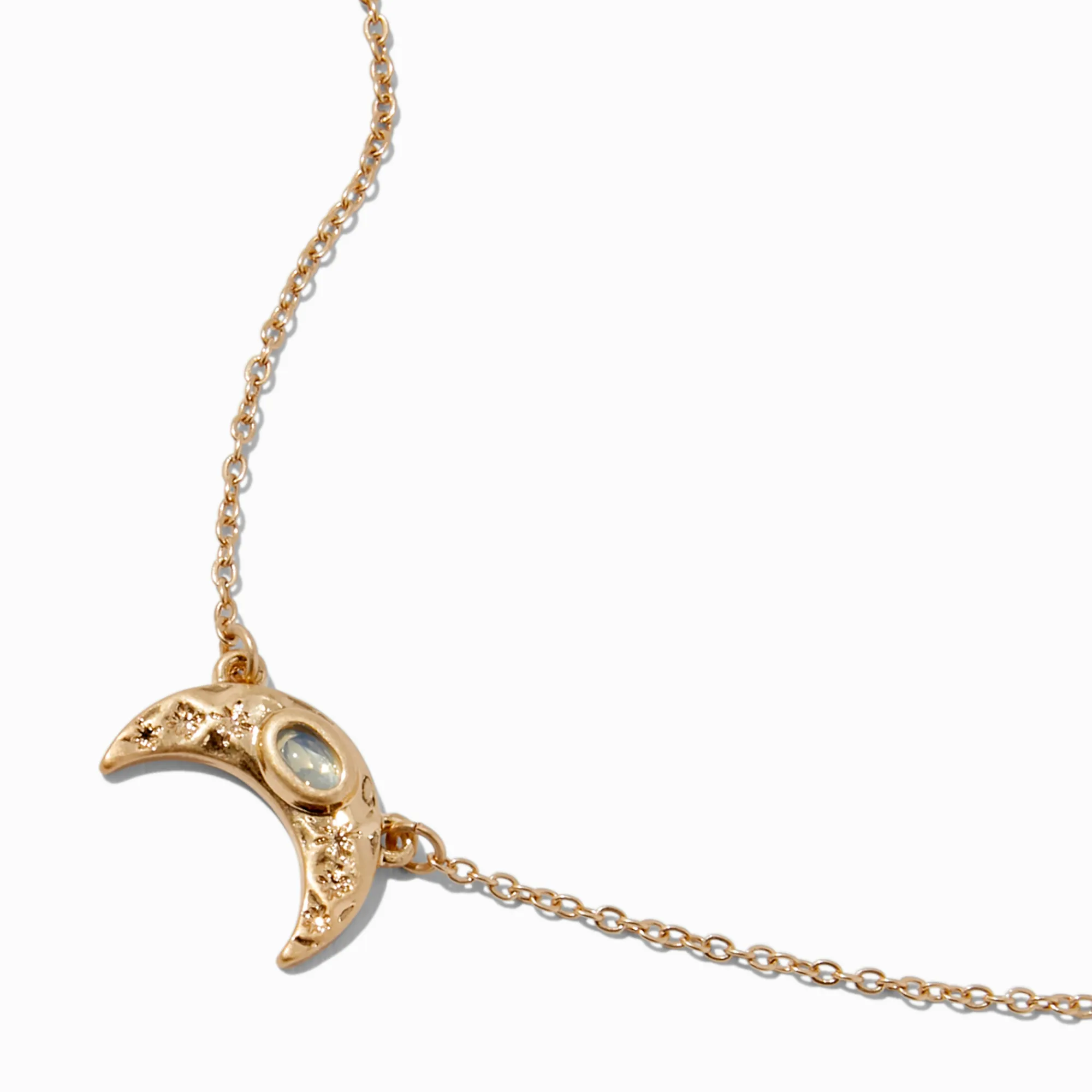 Claire's Colliers-Gold-tone Sideways Crescent Moon Pendant Necklace