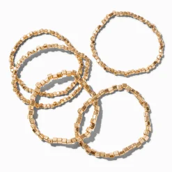 Claire's Bracelets-Gold-tone Square Stackable Bangle Bracelets - 5 Pack