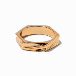 Claire's Bagues-Gold-tone Textured Bolt Ring