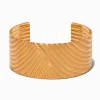 Claire's Bracelets-Gold-tone Thick Ribbed Cuff Bracelet