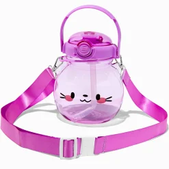 Claire's Gourdes Et Tasses-Gourde à bandoulière à tête de chat violette