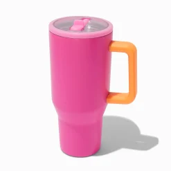 Claire's Gourdes Et Tasses-Hot Pink Pink Mini Stainless Steel Handled Tumbler