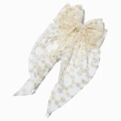 Claire's Noeuds Pour Cheveux|Barrettes Et Pinces-Ivory Daisy Lace Hair Bow Clip