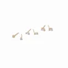 Claire's Clous D'oreilles-18kt Gold Plated Cubic Zirconia 2mm, 3mm, & 4mm Oblong Stud Earrings - 3 Pack