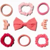 Claire's Noeuds Pour Cheveux|Chouchous-Élastiques et nœud pour cheveux rose Claire's Club - Lot de 9