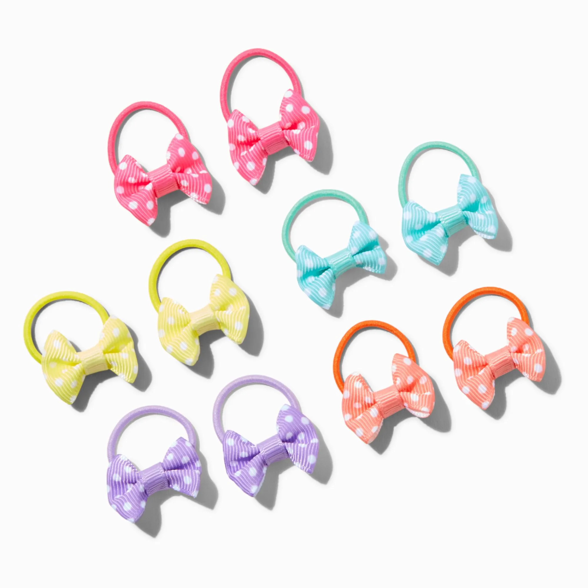 Claire's Noeuds Pour Cheveux|Élastiques-Élastiques à nœud à pois arc-en-ciel Claire's Club - Lot de 10