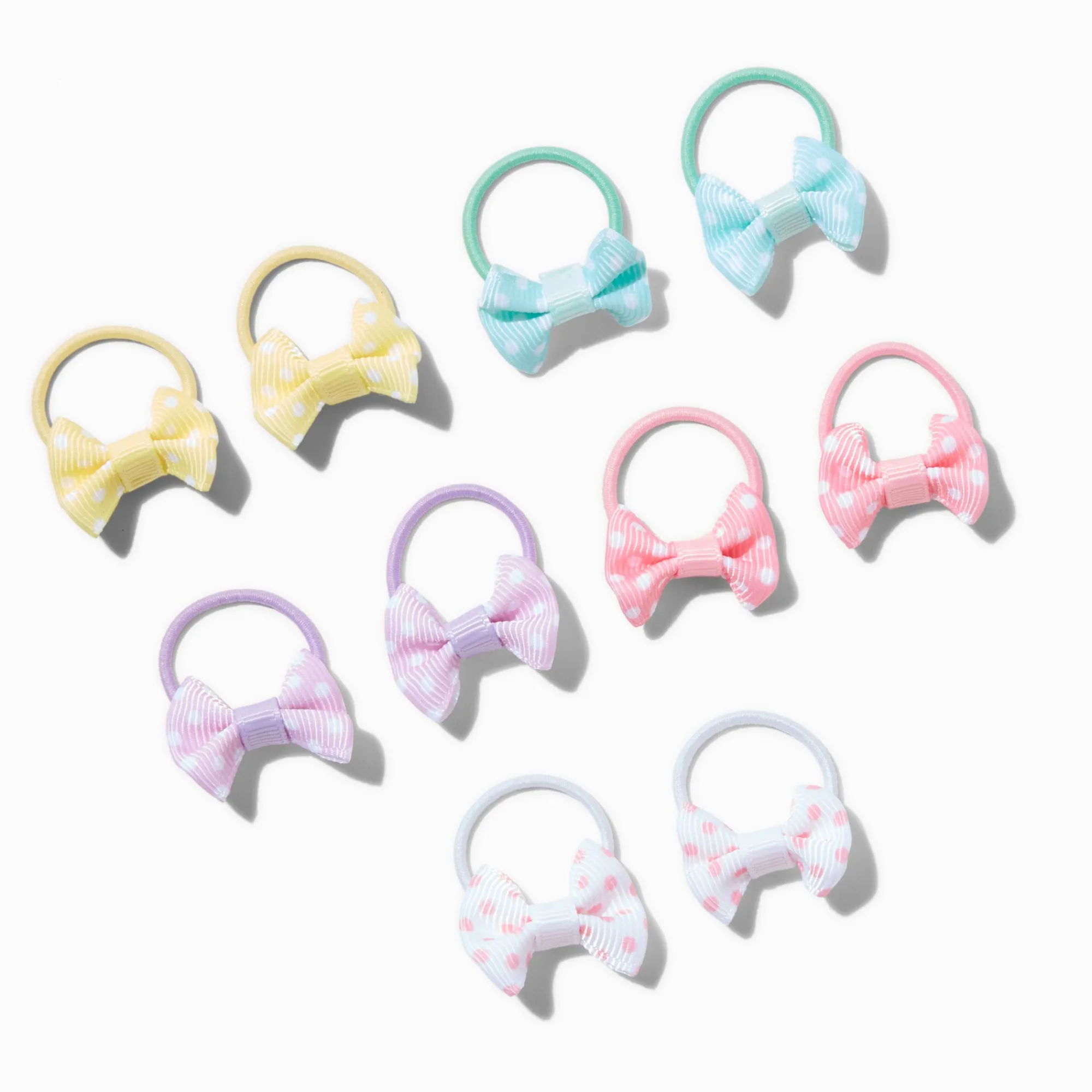 Claire's Noeuds Pour Cheveux|Élastiques-Élastiques à nœud à pois pastel Claire's Club - Lot de 10